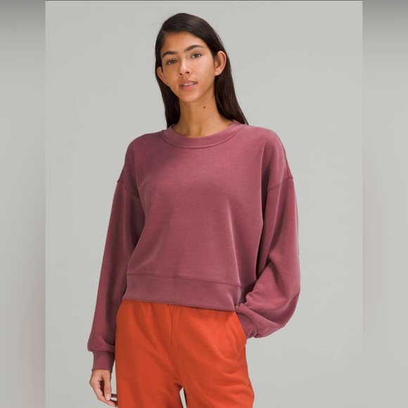 Lululemon Perfectly Oversized Cropped Crew - mulled wine, softstreme sz 6 - Picture 1 of 5